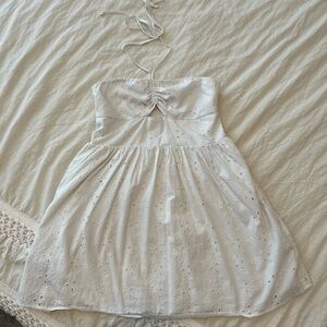 American Eagle Outfitters White Cinch Halter Dress